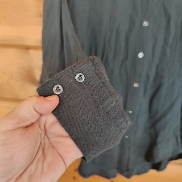 Free People 💜 Herringbone True Affection Button Down Blouse Boho Slouch Medium - Picture 3 of 8